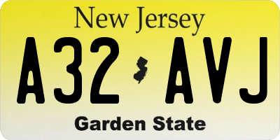 NJ license plate A32AVJ
