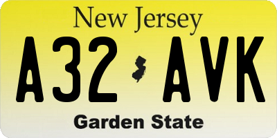 NJ license plate A32AVK