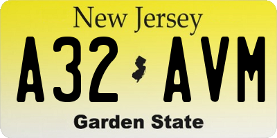 NJ license plate A32AVM