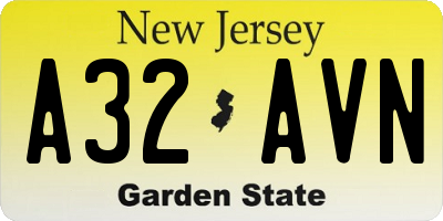NJ license plate A32AVN