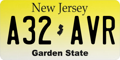 NJ license plate A32AVR