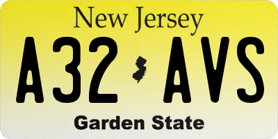 NJ license plate A32AVS