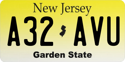 NJ license plate A32AVU