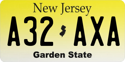 NJ license plate A32AXA