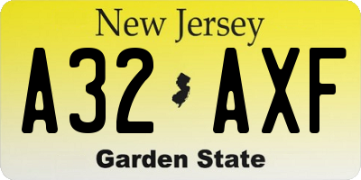 NJ license plate A32AXF