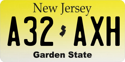 NJ license plate A32AXH