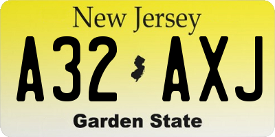 NJ license plate A32AXJ