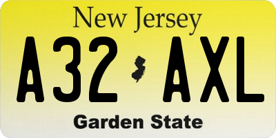 NJ license plate A32AXL