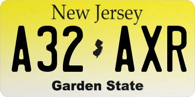 NJ license plate A32AXR
