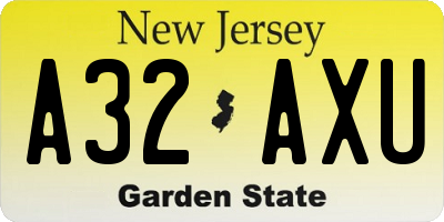 NJ license plate A32AXU