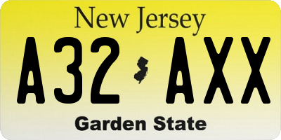 NJ license plate A32AXX
