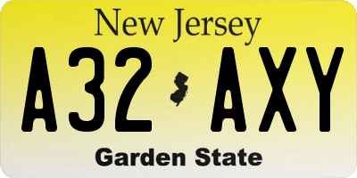 NJ license plate A32AXY