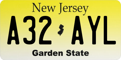 NJ license plate A32AYL