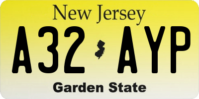 NJ license plate A32AYP