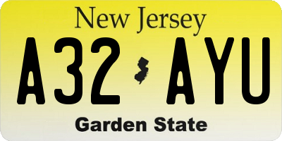 NJ license plate A32AYU