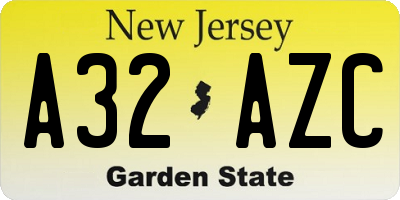 NJ license plate A32AZC