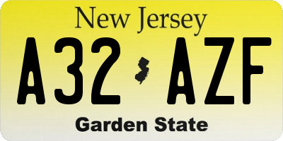 NJ license plate A32AZF