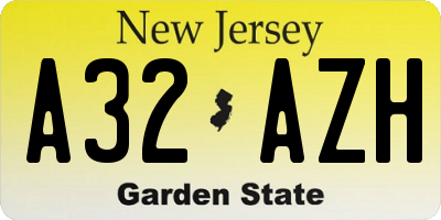 NJ license plate A32AZH