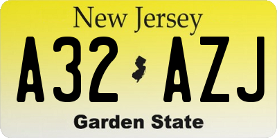 NJ license plate A32AZJ