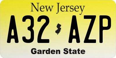 NJ license plate A32AZP