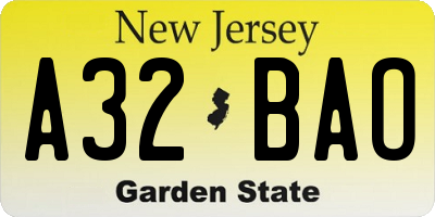 NJ license plate A32BAO