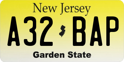 NJ license plate A32BAP