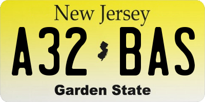 NJ license plate A32BAS