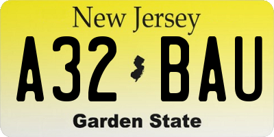 NJ license plate A32BAU
