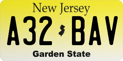 NJ license plate A32BAV