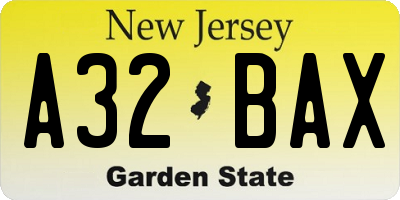 NJ license plate A32BAX