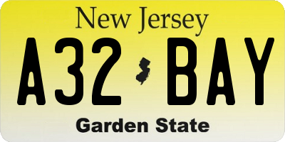 NJ license plate A32BAY