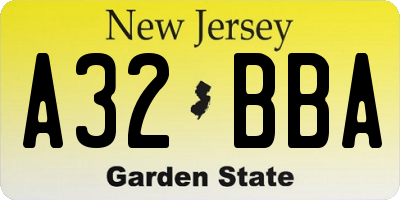 NJ license plate A32BBA