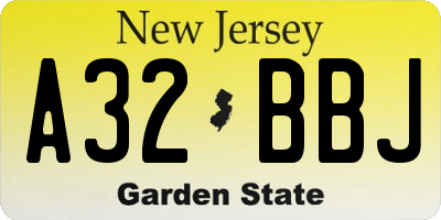 NJ license plate A32BBJ