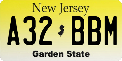 NJ license plate A32BBM