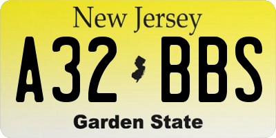NJ license plate A32BBS