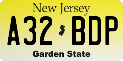 NJ license plate A32BDP