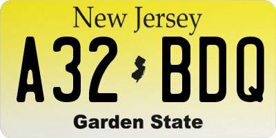 NJ license plate A32BDQ