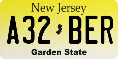 NJ license plate A32BER