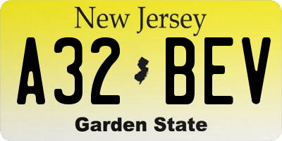 NJ license plate A32BEV