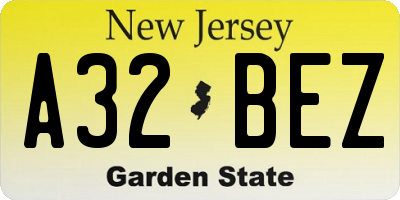 NJ license plate A32BEZ