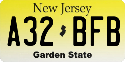 NJ license plate A32BFB