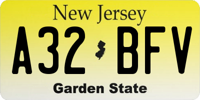 NJ license plate A32BFV