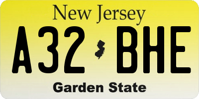 NJ license plate A32BHE