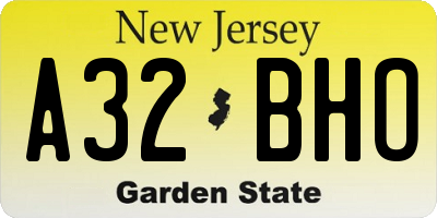 NJ license plate A32BHO