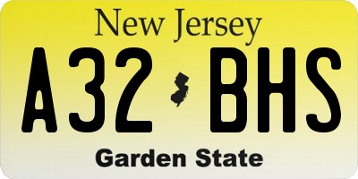 NJ license plate A32BHS