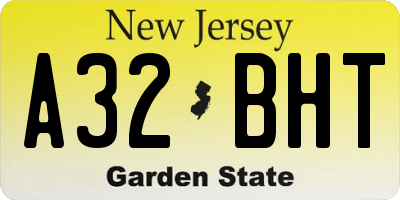 NJ license plate A32BHT