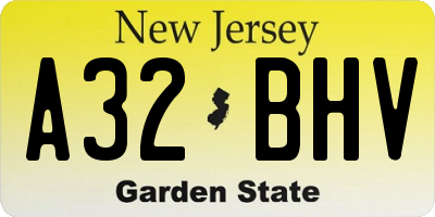 NJ license plate A32BHV