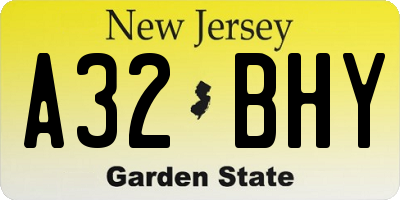 NJ license plate A32BHY