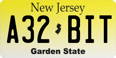 NJ license plate A32BIT
