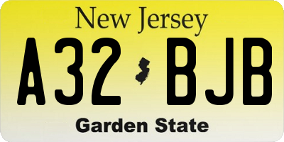 NJ license plate A32BJB